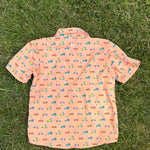 Blue Quail Clothing Co. Peach Car Print Button-Up Shirt, Size 5, pre-loved, back view