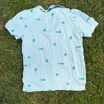 Boden Light Aqua Frog Print Polo, Size 5/6, pre-loved, back view