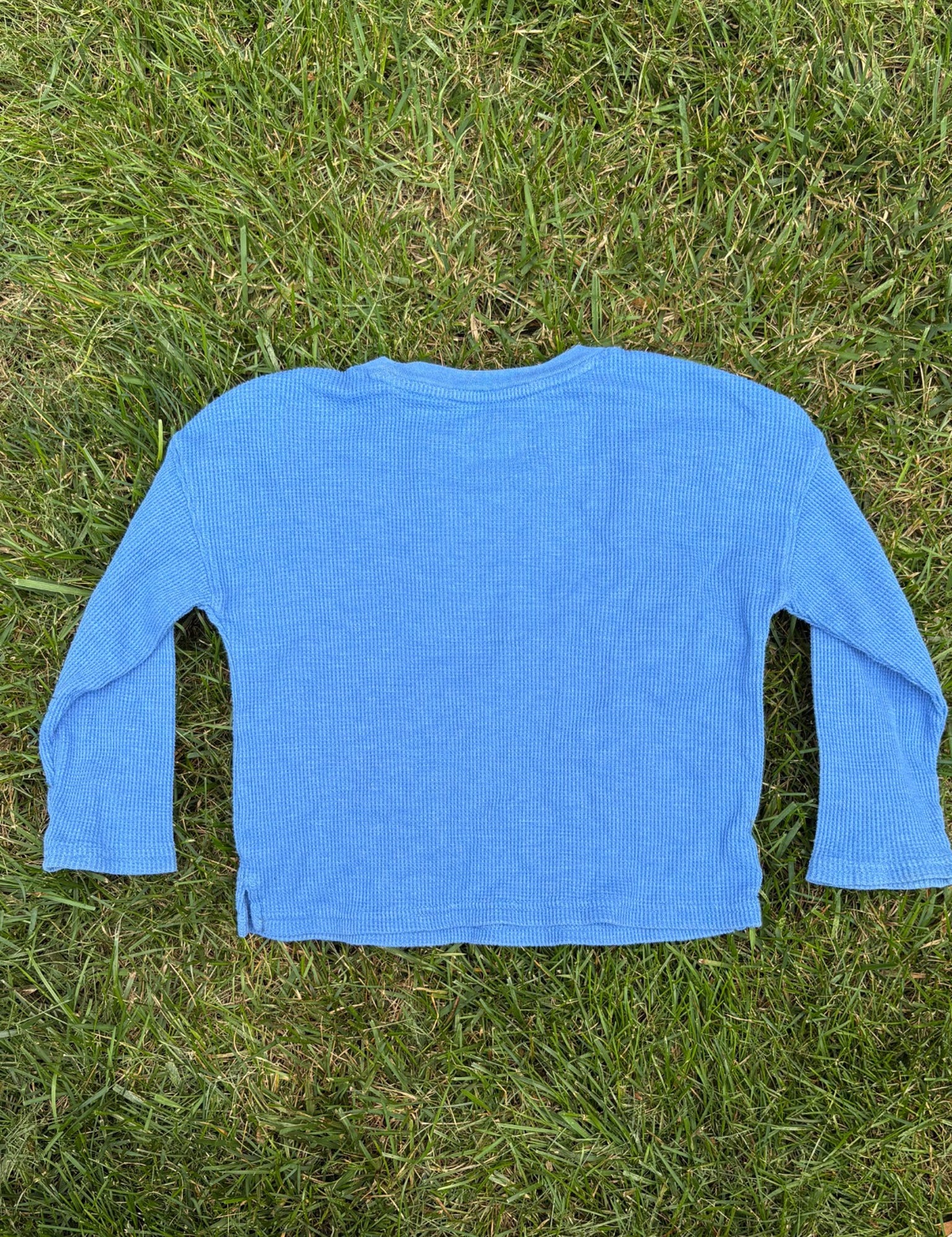 Cat & Jack Blue Waffle Knit Long-Sleeve Tee, Size 4T, pre-loved, back view