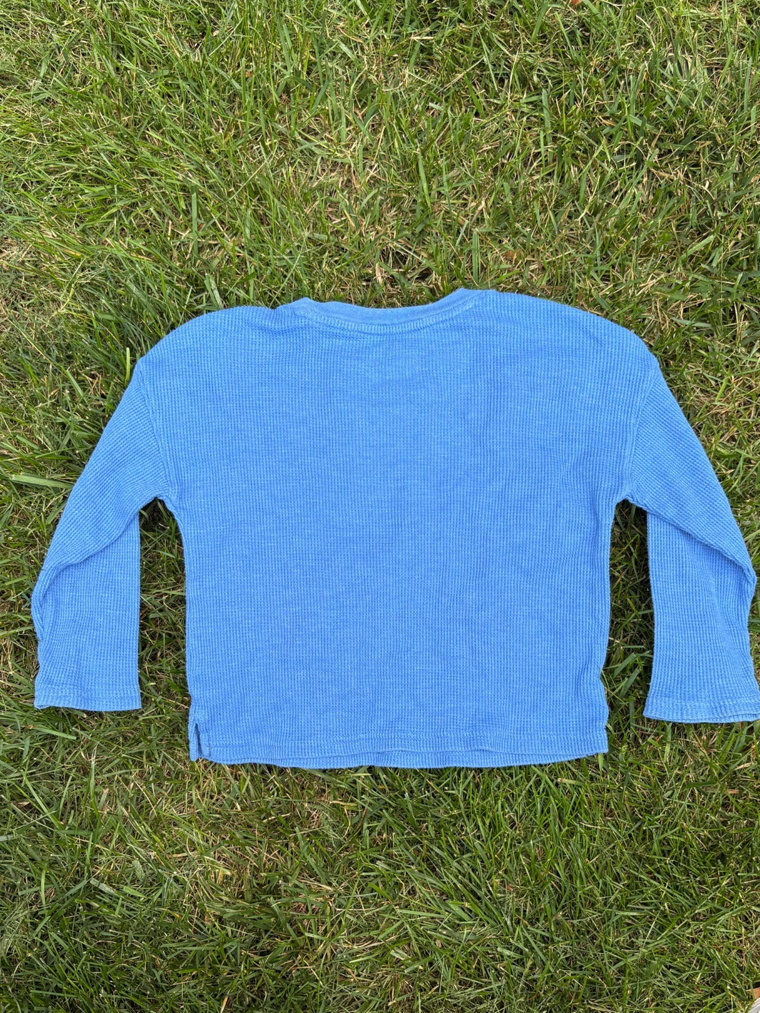 Cat & Jack Blue Waffle Knit Long-Sleeve Tee, Size 4T, pre-loved, back view