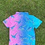 Chubbies Dinosaur Print Button-Up Shirt, Size 6, pre-loved, back view