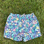 Chubbies Navy Tropical Print Swim Trunks, Size 4T, pre-loved, back view