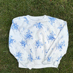 Gap Kids White Blue Floral Sweatshirt, Size L (10), pre-loved, front view