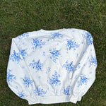 Gap Kids White Blue Floral Sweatshirt, Size L (10), pre-loved, back view