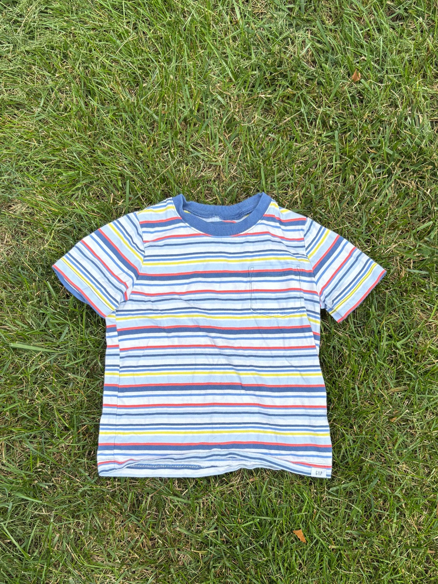 Gap Multicolor Striped Tee, Size 4, pre-loved, front view