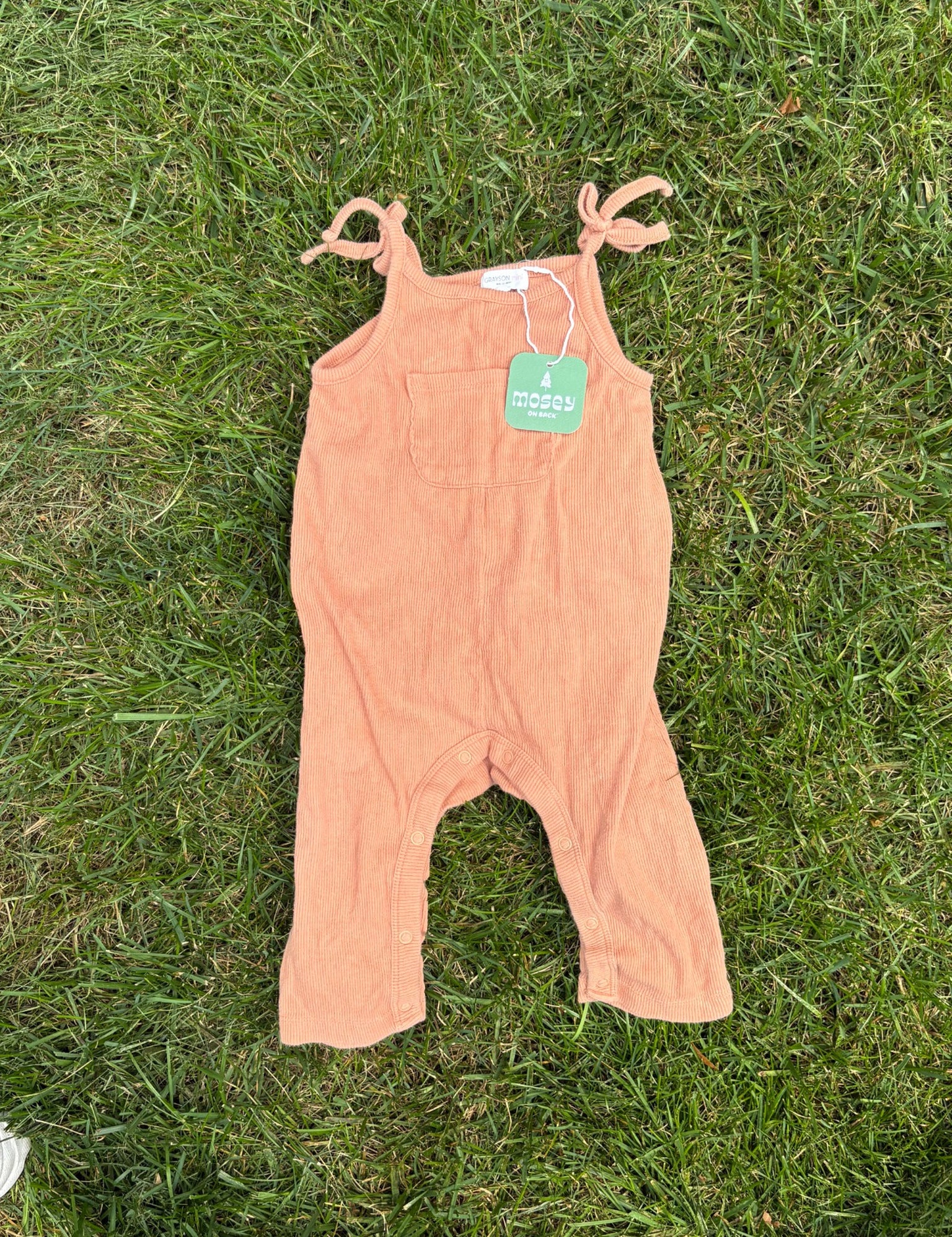 Grayson Mini Terracotta Sleeveless Romper, 12 Months, pre-loved, front view