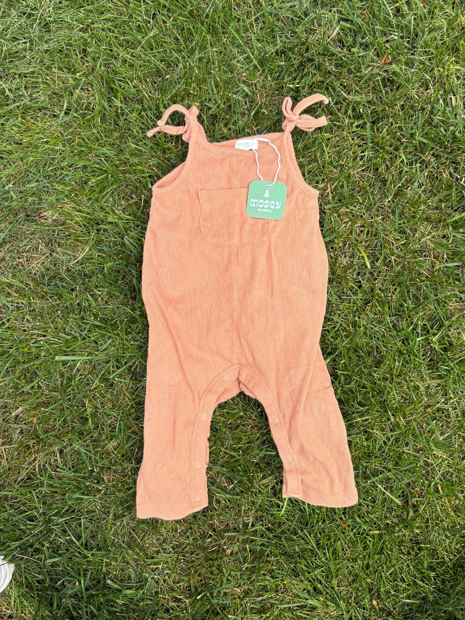 Grayson Mini Terracotta Sleeveless Romper, 12 Months, pre-loved, front view