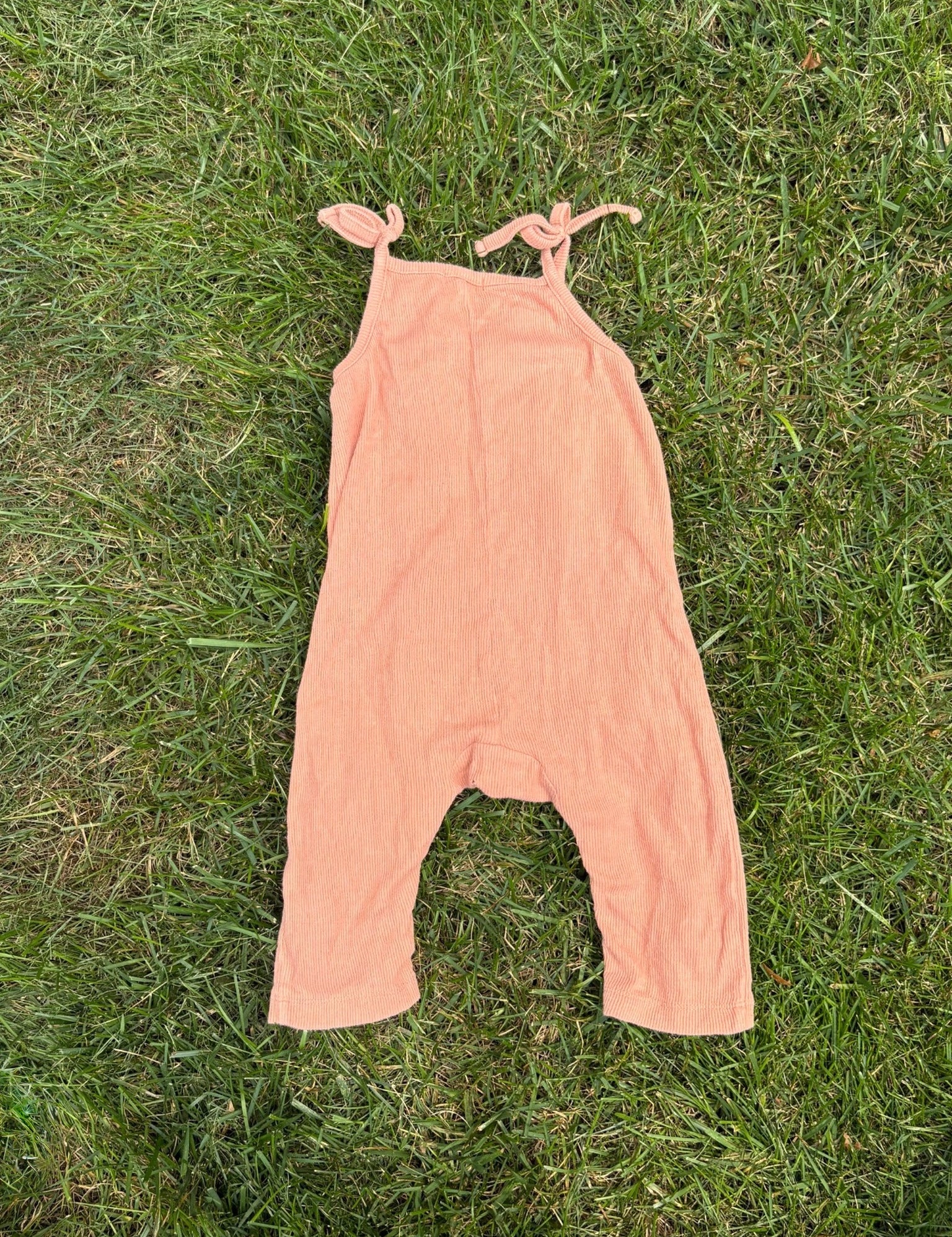Grayson Mini Terracotta Sleeveless Romper, 12 Months, pre-loved, back view