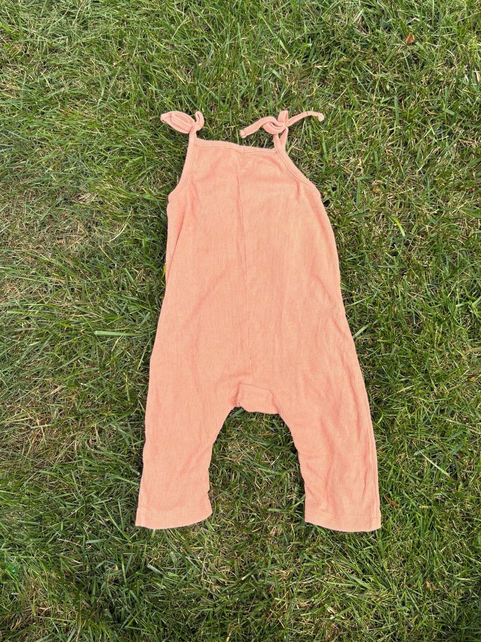 Grayson Mini Terracotta Sleeveless Romper, 12 Months, pre-loved, back view