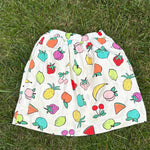 Hanna Andersson White Fruit Print Skirt, Size 4, pre-loved, front view