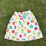 Hanna Andersson White Fruit Print Skirt, Size 4, pre-loved, back view