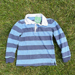 Janie and Jack Blue Striped Rugby Polo, Size 4, pre-loved, front view