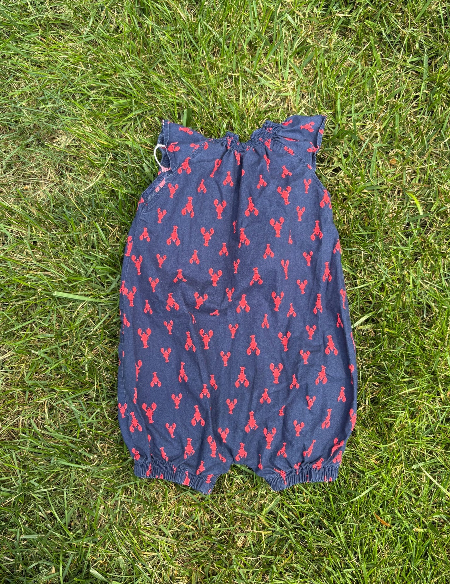 Just One You by Carter's Navy Lobster Print Romper, 12 Months, pre-loved, back view