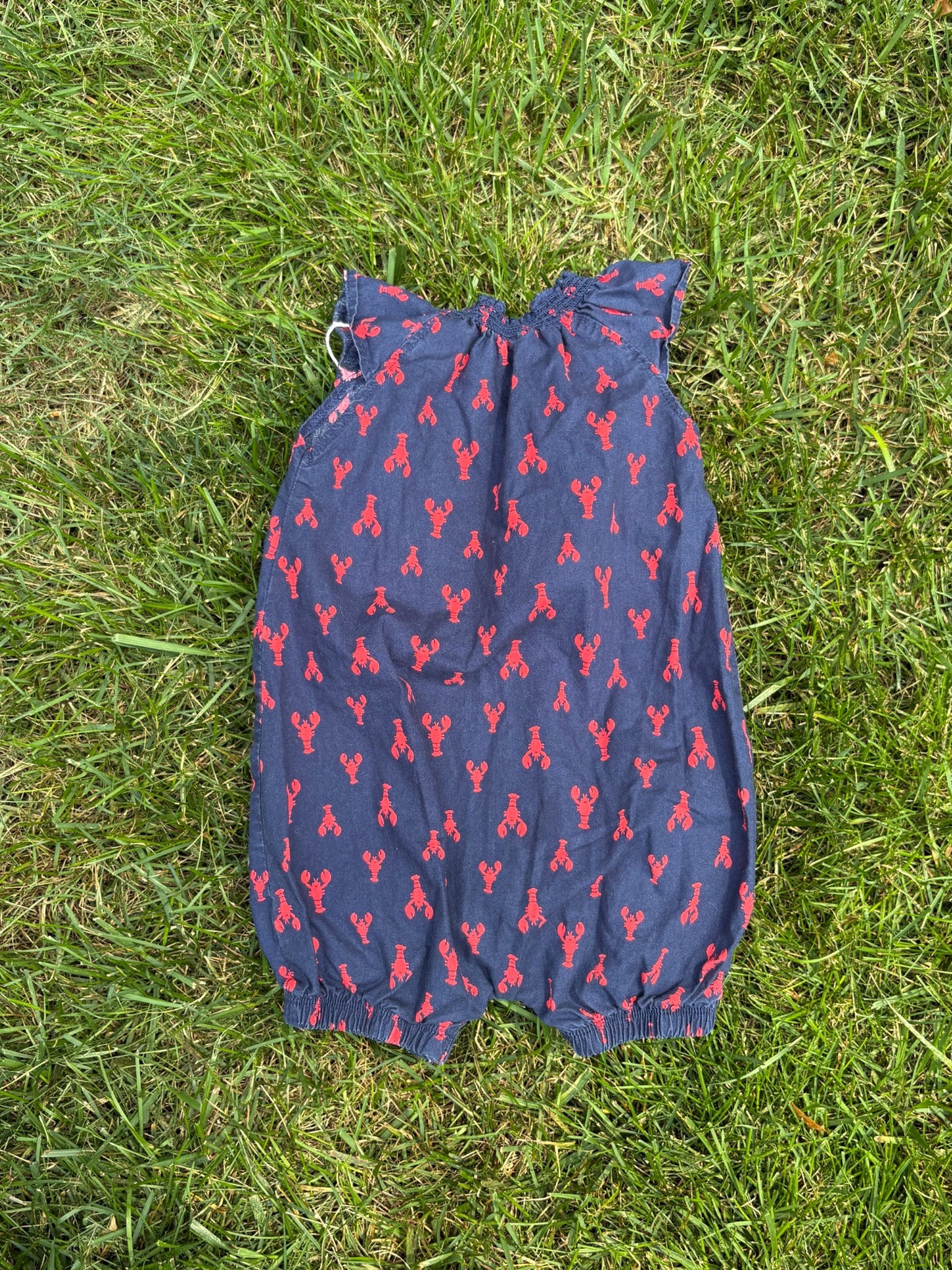 Just One You by Carter's Navy Lobster Print Romper, 12 Months, pre-loved, back view