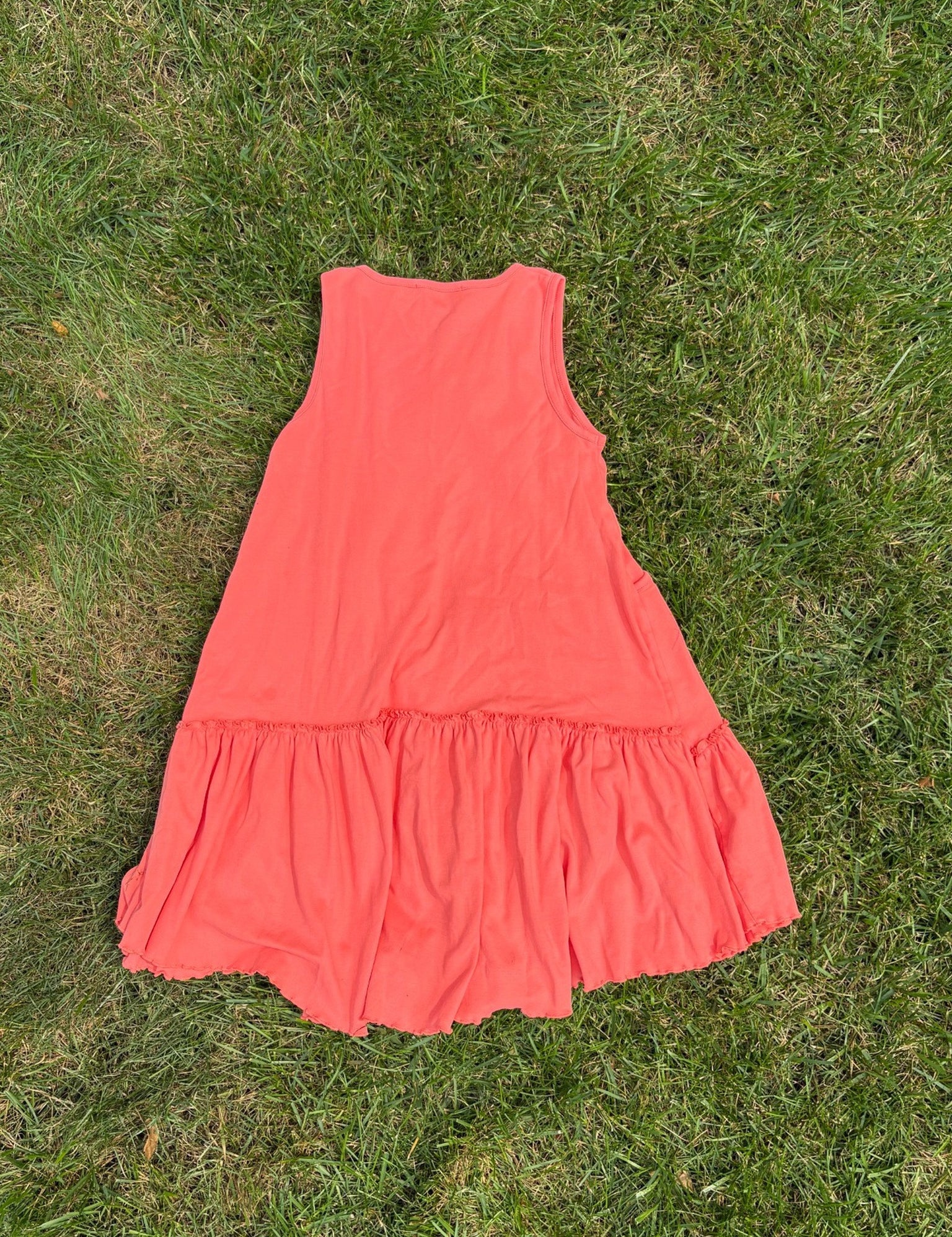 Lemon Loves Lime Coral Tiered Sleeveless Dress, Size 8, pre-loved, back view