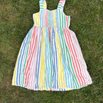 Mini Boden Rainbow Stripe Sleeveless Dress, Size 9/10, pre-loved, back view